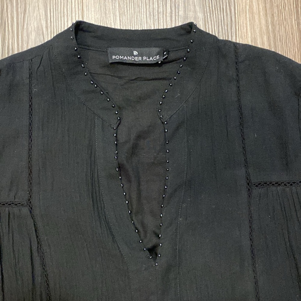 Tuckernuck POMANDER PLACE Black Ophelia Beach Coverup Resort Dress Drop Waist M - Picture 11 of 13